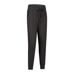 PURPOSE active joggers in Gray with two front pockets, coated drawstrings at waist, and banded hems.