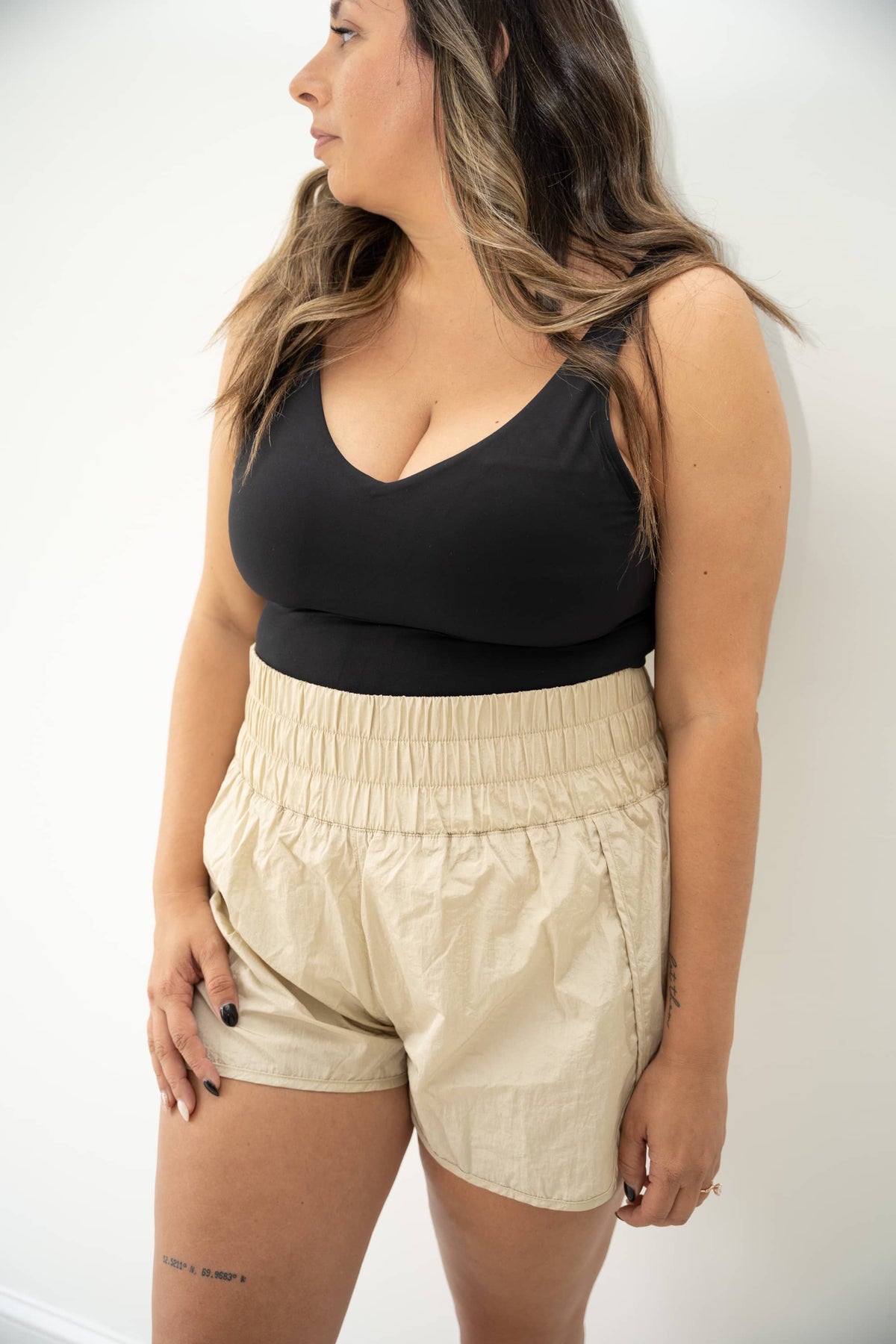 Gold SHIMMER shorts with buttery-soft inner lining.